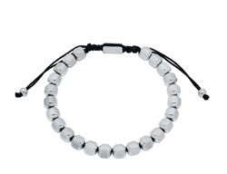 Stainless Steel Mens Beaded Drawstring Bracelet