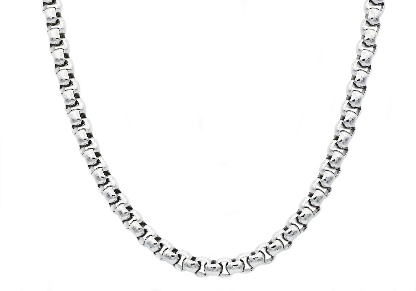 Men's Stainless Steel Round Box Link Chain 24" Necklace