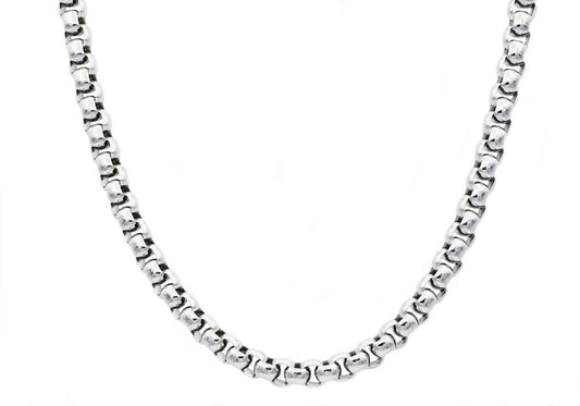 Men's Stainless Steel Round Box Link Chain 24" Necklace
