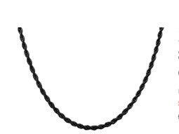 Stainless Steel Mens 5mm Black Rope Chain