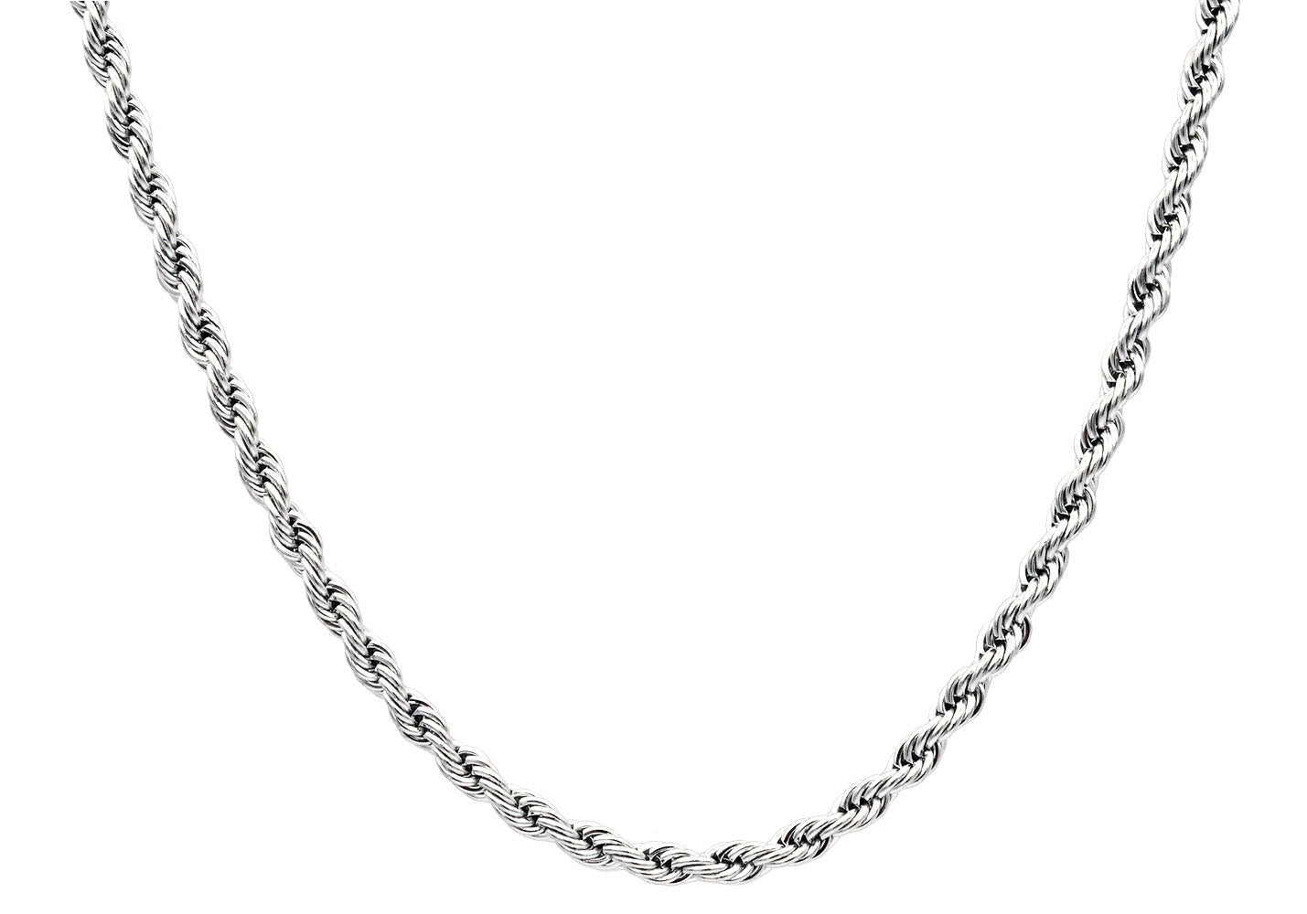 Stainless Steel Mens 5mm Rope Chain 24 Inch Long