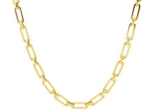 Men's 4MM Gold Plated Stainless Steel Paperclip 24 Inch Necklace