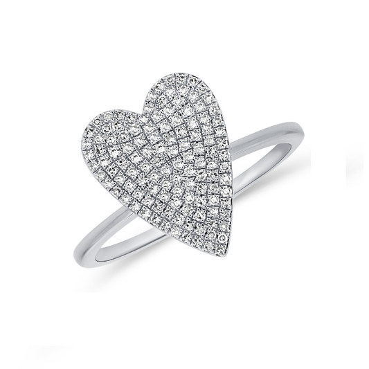 14k Gold 0.31Ct Diamond Heart Ring, available in White, Rose and Yellow Gold