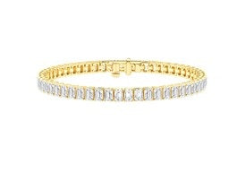 14k Yellow Gold 7.16ct Emerald Cut Lab Grown Diamond Bracelet with 49 Diamonds