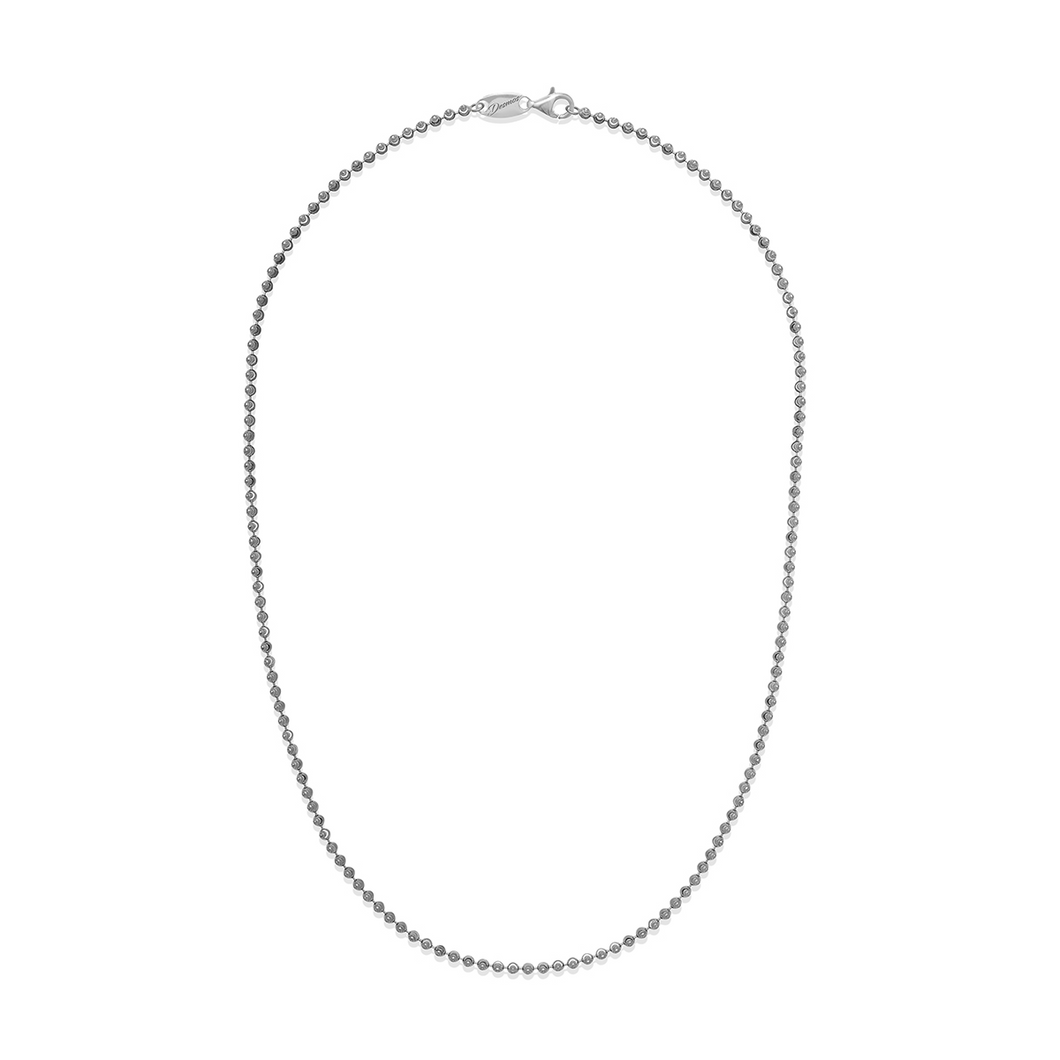Sterling Silver Rhodium Plated 36 Inch Beaded Necklace