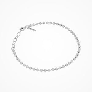 Sterling Silver 7.25 Inch Beaded Bracelet, available in Rhodium Plated and Gold Plated