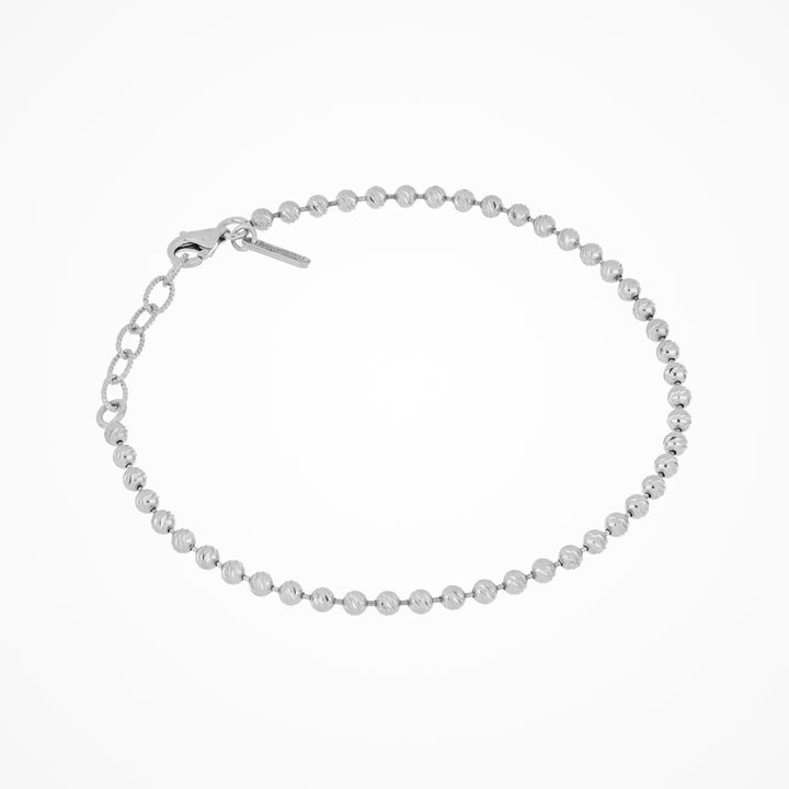 Sterling Silver 7.25 Inch Beaded Bracelet, available in Rhodium Plated and Gold Plated