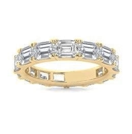 14k Yellow Gold 1.82Cts Total Lab Grown Emerald Cut Diamond Band with 13 Diamonds