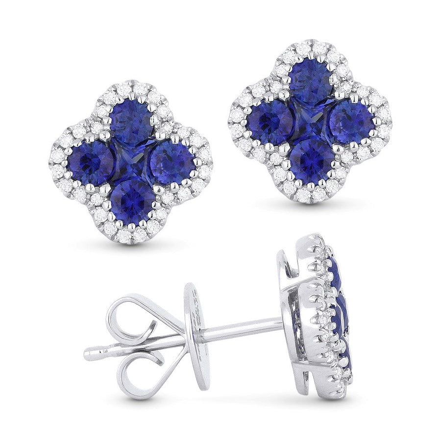 14k White Gold 0.40Ct Sapphire, 0.12Ct Diamond  Earring