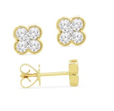 14k Yellow Gold 0.49Ct Diamond Clover Earring with 10 Diamonds