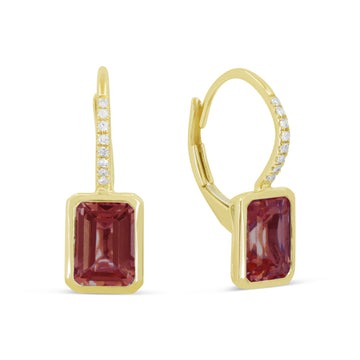 14k Yellow Gold 2.67Ct Garnet, 0.05Ct Diamond Dangle Earring