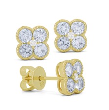 14k Yellow Gold 0.80Ct Diamond Clover Earring with 10 Diamonds