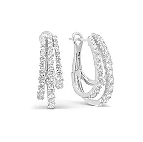 14k White Gold Triple Hoop Earring with 1.94Cts and 66 Diamonds