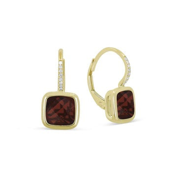 14k Yellow Gold 3.68Ct Garnet, 0.05Ct Diamond Dangle Earring