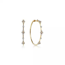 Load image into Gallery viewer, 14K Yellow Gold Prong Set 40mm Round Classic 0.50 Ct Diamond Hoop Earrings
