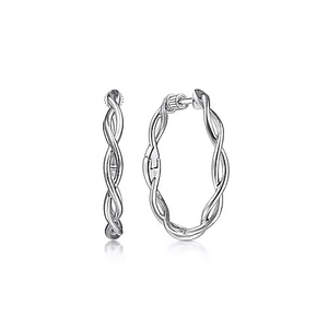 Sterling Silver 25mm Twisted Round Classic Hoop Earrings