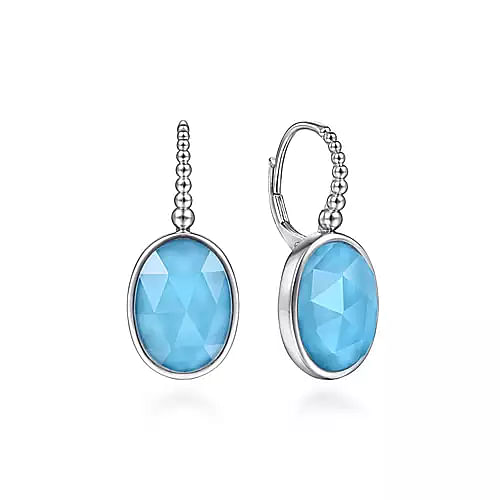 Gabriel Sterling Silver Bujukan Rock Crystal and Turquoise Drop Earrings
