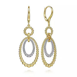 14K White and Yellow Gold Bujukan 0.35Ct Diamond Drop Earrings