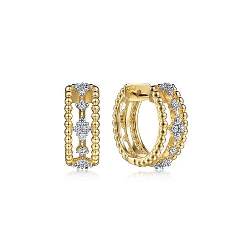 14K Yellow Gold 0.28Ct Diamond Bujukan Huggie Earrings