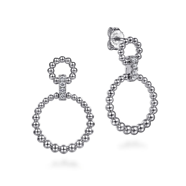 Sterling Silver 0.19ct White Sapphire Bujukan Link Drop Earrings