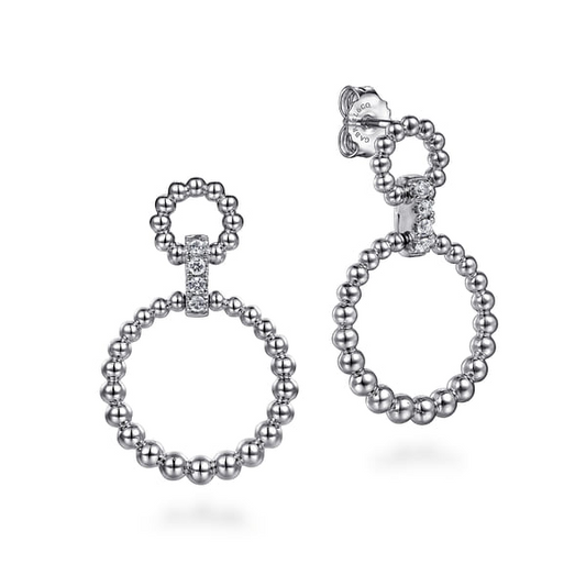 Sterling Silver 0.19ct White Sapphire Bujukan Link Drop Earrings
