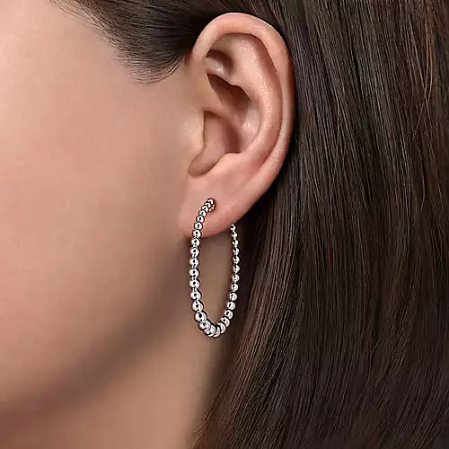 Sterling Silver Bujukan Graduated 40mm Classic Hoop Earrings
