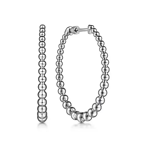 Sterling Silver Bujukan Graduated 40mm Classic Hoop Earrings