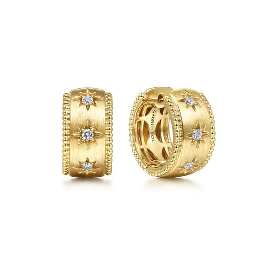 14K Yellow Gold Bujukan 0.15ct Diamond Huggie Earrings