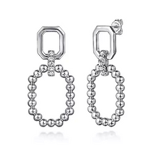 Load image into Gallery viewer, Sterling Silver Octagon White Sapphire Bujukan Stud Drop Earrings
