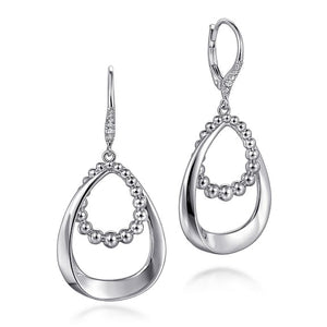 Sterling Silver 0.13Ct White Sapphire Bujukan Drop Earrings