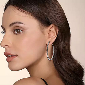 Sterling Silver Bujukan Graduated 50mm Classic Hoop Earrings