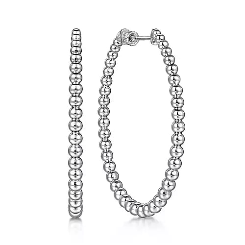 Sterling Silver Bujukan Graduated 50mm Classic Hoop Earrings
