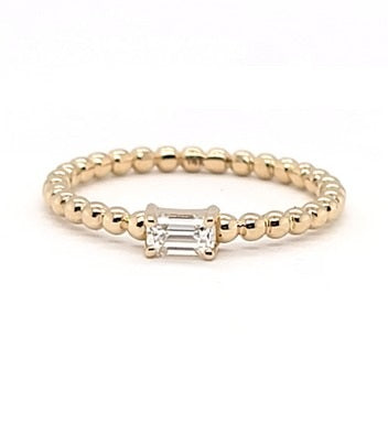 14k Yellow Gold 0.23Ct Diamond Beaded Ring