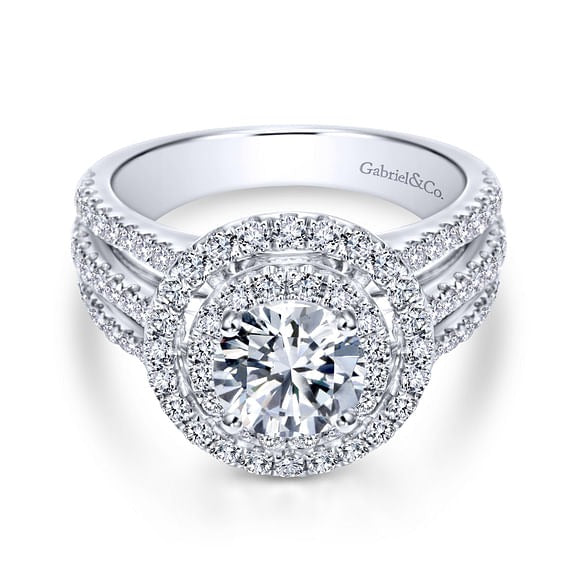 Gabriel 14k White Gold Ctr 1.02 SI1 I GIA, Mounting 0.91 Ct Diamond Ring