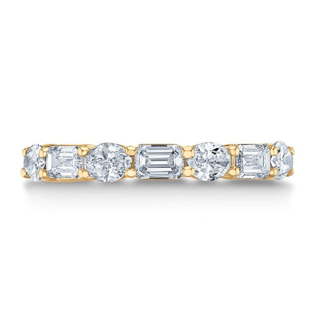 14k Yellow Gold 1.59ct Total Lab Grown Band with 4 Oval and 3 Emerald Cut diamonds