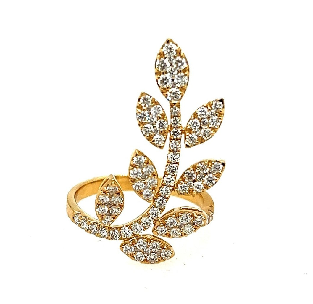18k Yellow Gold 8 Leaves with Diamonds Total 0.95Ct in Diamonds