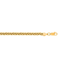 14K Yellow Gold 3.2mm Lite Round Wheat Chain with Lobster Lock 7.5 Inch