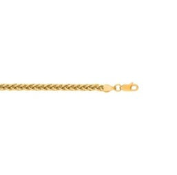 14K Yellow Gold 3.2mm Lite Round Wheat Chain with Lobster Lock 7.5 Inch