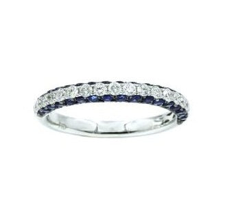 14k White Gold 0.56Ct Sapphire, 0.36Ct Diamond 3 Row Band