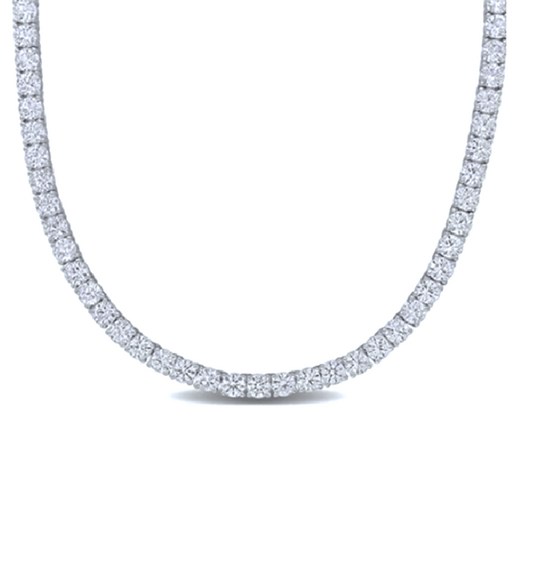 14k White Gold 10.15Ct F VS Lab Grown Diamond Tennis Necklace with (146) diamonds