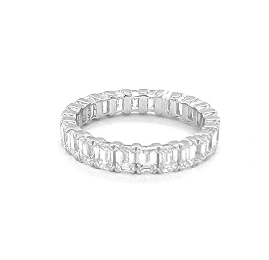 14k White Gold Emerald Cut Eternity Band, 3.10Ct FG SI Lab Grown Diamond Band, Size 6.5