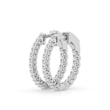 Load image into Gallery viewer, 14k White Gold 3.52Ct Lab Grown 22 Diamond Hoop Earring
