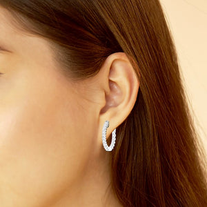 14k White Gold 3.52Ct Lab Grown 22 Diamond Hoop Earring