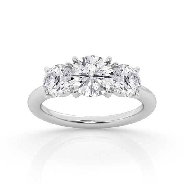 14k White Gold Center 2.33 VS2 G, Sides 1.88 VS2 G All Lab Grown Diamonds Certified by IGI