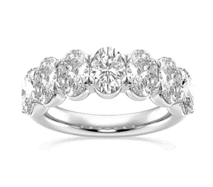 14K White Gold 3.50Ct total Weight 7 Oval Lab Grown Diamond Band