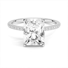Load image into Gallery viewer, 14k White Gold 4.06 VS2 G Radiant, Sides 0.28Ct all Lab Grown IGI LG615373635
