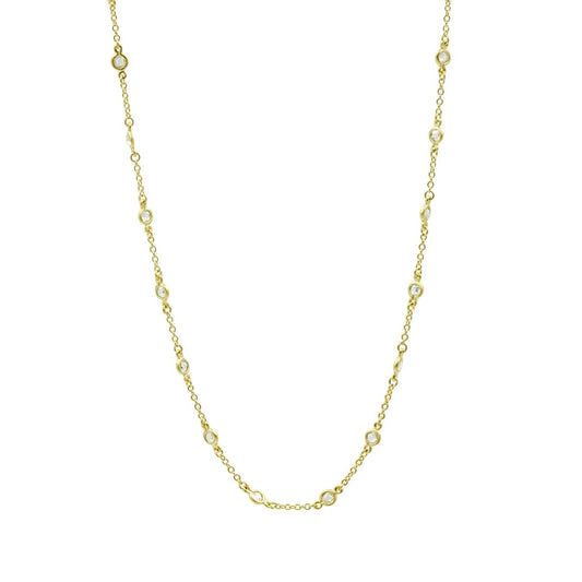 Freida Rothman Sterling Silver 14k Gold Plated Mini Bezel Set Necklace