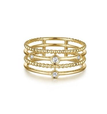 Gabriel 14k Gold 0.04 Carat Diamond Bezel set Band, Available in White, Rose and Yellow Gold
