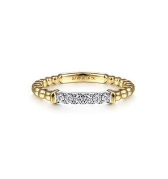 14k Two Tone 0.11Ct Bujukan Bead Ring