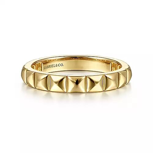 14K Yellow Gold Pyramid Ring, Size 6.5